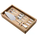 Service à gâteau et fourchettes en acier inoxydable poli dans une boîte cadeau brune - Boîte Cadeau Marron / Argenté