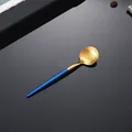 Cucchiaino da caffè in acciaio inox 304 oro opaco con manico sottile blu navy - Cucchiaino Da Tè Blu Oro