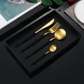 Set di posate da 4 pezzi in acciaio inox nero opaco e oro in confezione regalo - Combinazione Posate Nero Oro (Scatola Regalo)