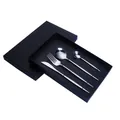 Golden titanium stainless steel cutlery set with four pieces in a premium black gift box - Portuguese Steel Color - 4-Piece Set