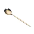 Modern gold plated stainless steel soup spoon with polished mirror finish and long handle - Portuguese Gold - Large Spoon