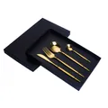 Golden titanium stainless steel cutlery set with mirror finish in a premium gift box - Portuguese Gold - 4-Piece Set