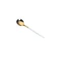 Golden stainless steel dinner spoon with minimalist slim white handle isolated - Portuguese Pink Gold - Small Spoon
