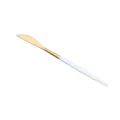 Modern white and gold stainless steel steak knife with a serrated blade for dining - Portuguese Pink Gold - Dinner Knife
