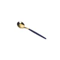 Golden titanium stainless steel spoon with navy blue matte handle for dining - Portuguese Black Gold - Small Spoon