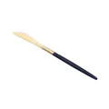 Golden titanium stainless steel dinner knife with navy blue handle variant - Portuguese Black Gold - Dinner Knife