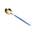 Elegant gold stainless steel spoon with navy blue matte handle for dining - Portuguese Blue Gold - Large Spoon
