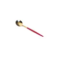Elegant gold stainless steel dinner spoon with a minimalist red handle finish - Portuguese Red Gold - Small Spoon