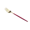 Modern gold stainless steel dinner fork with slim red handle for upscale dining - Portuguese Red Gold - Large Fork