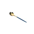 Modern gold stainless steel spoon with slim navy blue matte handle for dining - Portuguese Green Gold - Small Spoon