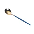 Golden titanium stainless steel spoon with slim navy blue handle for dining set - Portuguese Green Gold - Large Spoon