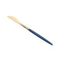 Modern gold stainless steel steak knife with matte navy blue handle for dining set - Portuguese Green Gold - Dinner Knife