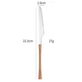 Modern 22.5cm stainless steel steak knife featuring a creative faux wood handle design - Silver Dinner Knife With Wood Handle