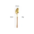 Golden stainless steel dessert spoon with wood pattern handle 14cm length - Gold Tea Spoon With Wood Handle