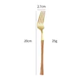20cm stainless steel dinner fork with gold finish and wood grain handle texture - Gold Dinner Fork With Wood Handle