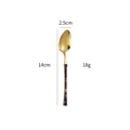 Golden tea spoon with black marble textured handle, 14cm length stainless steel flatware - Black Marble Gold Small Spoon