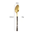 Golden stainless steel long handle dinner spoon with black and white marble pattern - Black Marble Gold Large Spoon