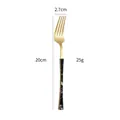 Golden 430 stainless steel dinner fork with 20cm black marble pattern handle - Black Marble Gold Large Fork