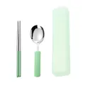 Set de couverts portables en acier inoxydable 304 avec boîte de rangement vert menthe - Cuillère Et Baguettes Et Boîte / Vert