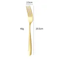 Mirror gold stainless steel dining fork with diamond textured handle 20.5cm long - Gold Dinner Fork