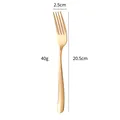 Polished golden stainless steel dinner fork with diamond pattern handle, 20.5cm length - Rose Gold Dinner Fork