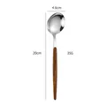 Polished stainless steel dinner spoon with dark wood grain handle, 20cm length size - Silver Round Wood Grain - Big Spoon