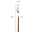 Japanese style stainless steel dinner fork with wood handle 21cm long 33g weight - Fork / Silver Square Handle Wood Grain - Fork