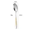 Silver stainless steel dinner spoon with gold diamond pattern handle and 20cm length - Silver Gold Handle Dinner Spoon