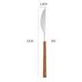Japanese style stainless steel steak knife with brown wood handle and 22cm length - Dinner Knife / Silver Square Handle Wood Grain - Knife