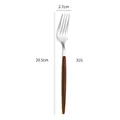 Stainless steel dinner fork with faux wood handle, 20.5cm long and 31g weight - Silver Round Wood Grain - Big Fork