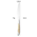 Elegant stainless steel dinner knife with gold grid handle, 23cm long for Western dining - Silver Gold Handle Dinner Knife