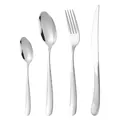 Mirror polished stainless steel 4-piece cutlery set with textured diamond grip handles - Silver Tableware Set
