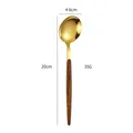 Golden stainless steel spoon with wood-textured handle, 20cm long modern dinnerware - Gold Round Wood Grain - Big Spoon