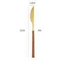 Japanese style gold stainless steel steak knife with 22cm wood pattern handle - Dinner Knife / Gold Square Handle Wood Grain - Knife