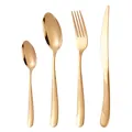 Modern 4-piece rose gold stainless steel cutlery set with elegant diamond texture handles - Rose Gold Set