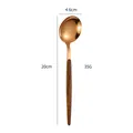 Rose gold stainless steel spoon with faux wood handle and mirror polished finish - Rose Gold Round Wood Grain - Big Spoon
