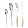 Modern gold handle stainless steel cutlery set with 4 pieces for Western dining - Silver Gold Handle Tableware Set
