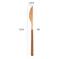 Rose gold stainless steel steak knife with wooden handle finish and dimensions - Dinner Knife / Rose Gold Square Handle Wood Grain - Knife