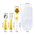 Yellow cartoon duck 304 stainless steel kids cutlery set with training chopsticks - Yellow Spoon Fork Chopsticks Box