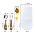 Cartoon duck training utensils set for kids with fork spoon chopsticks and case - Brown Spoon Fork Chopsticks Box