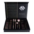 24-piece rose gold stainless steel cutlery set with premium honeycomb gift box - 24-Piece Set / Rose Gold