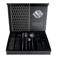 Black polished stainless steel cutlery set in a luxury gift box with 24 pieces - 24-Piece Set / Black