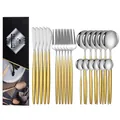 Ménagère 24 pièces en acier inoxydable, têtes argentées et manches dorés mats avec boîte cadeau - Bicolore Argent Or
