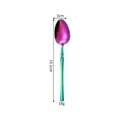 Rainbow gradient stainless steel dessert spoon with slim handle and polished finish - Tea Spoon / AB Color