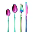 Rainbow PVD coated 4-piece stainless steel cutlery set with iridescent finish - Dinner Knife Fork Spoon Tea Spoon / AB Color