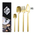 Set posate da 24 pezzi in acciaio inossidabile oro opaco con cucchiai, forchette e coltelli - Oro