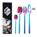 Set posate 24 pezzi in acciaio inox 304 arcobaleno con confezione regalo nera - Bianco AB