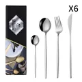 Ménagère 24 pièces en acier inoxydable argenté pour 6 personnes avec boîte cadeau noire - Argent