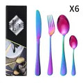 24-piece iridescent rainbow stainless steel cutlery set with black gift box - AB Color