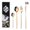 Service de couverts 24 pièces en acier inoxydable or rose avec coffret noir - Or rose